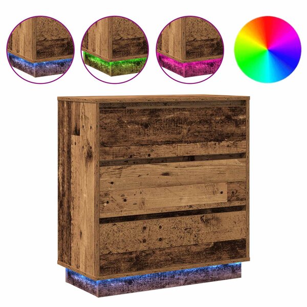 vidaXL Cabinet de chevet avec tiroir Bois ancien 71 x 34 5 x 75 cm