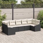 vidaXL Ensemble de canapé de jardin 7 Pièces Noir Poly rotin