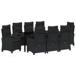 vidaXL Ensemble de salle à manger pour jardin 9 pc Noir polyrotin