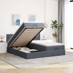 VidaXL Cadre de lit ottoman avec matelas gris foncé 180x200cm velours