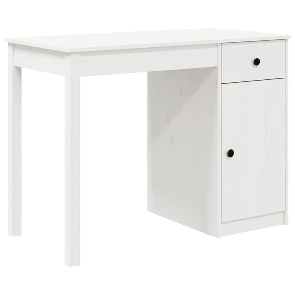 Bureau table poste de travail meuble d'ordinateur informatique étude 100 x 50 x 75 cm bois massif de pin blanc 02_0023498