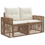 vidaXL Ensemble de canapé de jardin 4 Pièces Beige et blanc crème