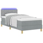 vidaXL Lit à ressort LED avec matelas Gris clair 100 x 200 cm tissu