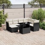 vidaXL Salon de jardin 8 Pièces avec coussins noir résine tressée