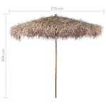 vidaXL Parasol en bambou avec toit en feuille de bananier 270 cm