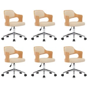 vidaXL Chaises pivotantes à manger lot de 6 bois courbé et similicuir