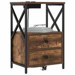 vidaXL Cabinet de chevet avec tiroir 2 Pièces Chêne fumé 40 x 31 x 60 cm