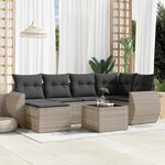 vidaXL Salon de jardin avec coussins 7 Pièces gris clair résine tressée