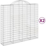 vidaXL Paniers à gabions arqués 2 Pièces 200x50x180/200 cm Fer galvanisé
