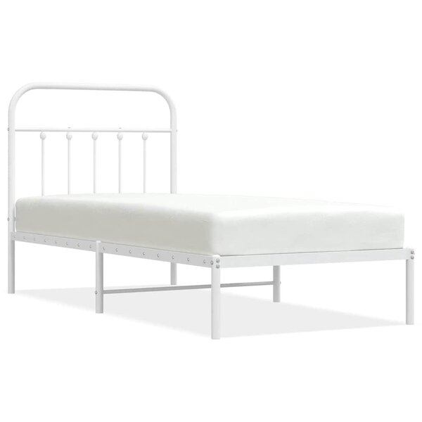 vidaXL Cadre de lit métal sans matelas avec tête de lit blanc 90x190cm