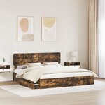 vidaXL Lit de Rangement Chêne fumé 180 x 200 cm Bois d'ingénierie