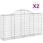 vidaXL Paniers à gabions arqués 2 Pièces 200x30x100/120 cm Fer galvanisé