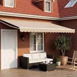 vidaXL Store rétractable manuel avec LEDs Beige et blanc 4 × 3 m