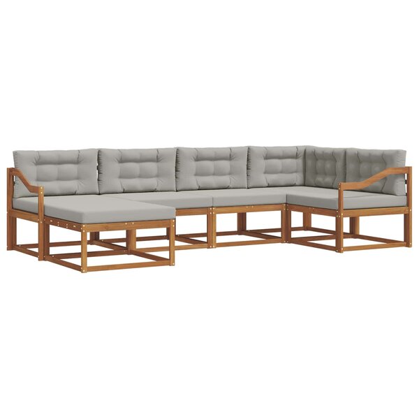 vidaXL Ensemble de canapés d'extérieur 6 pc Naturel et gris clair