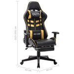 vidaXL Chaise de jeu avec repose-pied Noir et doré Cuir artificiel