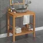 vidaXL Armoire de toilette Teck solide et lavabo en pierre de rivière