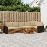 vidaXL Ensemble de canapé d'angle avec coussin 7 Pièces Naturel et Beige