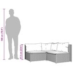 vidaXL Salon de jardin 3 Pièces avec coussins Noir Résine tressée