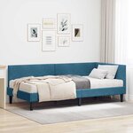 vidaXL Cadre de lit d'angle avec matelas Autre 2 Pièces Bleu Velours