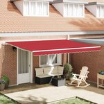 vidaXL Auvent Rétractable Rouge 4 5 × 3 m Polyester et métal