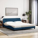 vidaXL Lit avec matelas Dover bleu 180x200 cm tissu