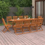 vidaXL Ensemble à manger de jardin 11 Pièces 220x90x75 cm bois d'acacia