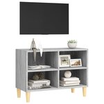 vidaXL Meuble TV avec pieds en bois massif Sonoma gris 69 5x30x50 cm