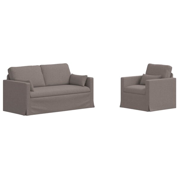 vidaXL Ensemble de Canapés 2 pc Taupe tissu