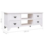 vidaXL Meuble TV Blanc antique 108x30x40 cm Bois de Paulownia solide