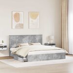 vidaXL Lit de Rangement Gris béton 180 x 200 cm Bois d'ingénierie