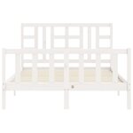 vidaXL Cadre de lit avec tête de lit blanc double bois massif