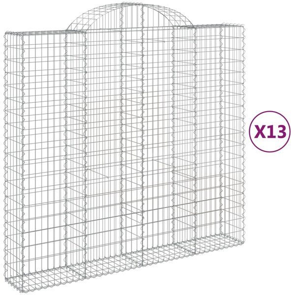 vidaXL Paniers à gabions arqués 13 Pièces 200x50x180/200 cm Fer galvanisé