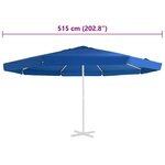 vidaXL Tissu de remplacement pour parasol d'extérieur Bleu azuré 515cm
