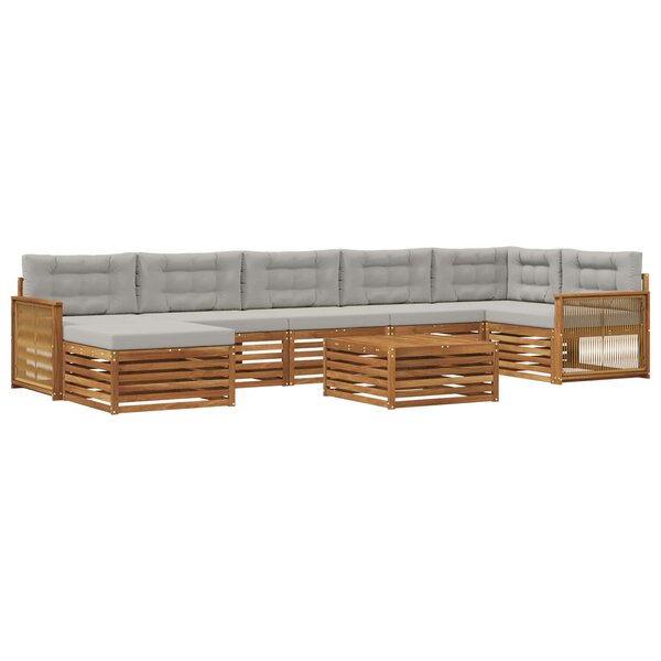vidaXL Ensemble de canapés d'extérieur 8 pc Naturel et gris clair