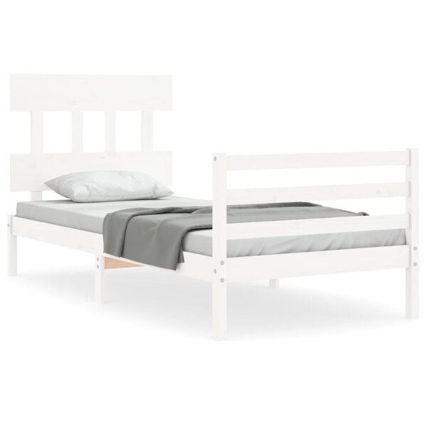 vidaXL Cadre de lit sans matelas blanc 100x200 cm bois massif