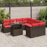 vidaXL Ensemble de canapé de jardin 9 Pièces Marron et rouge polyrotin