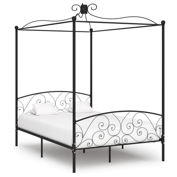 vidaXL Cadre de lit à baldaquin sans matelas noir métal 120x200 cm