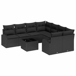vidaXL Ensemble de canapé de jardin 9 Pièces Noir 55 x 55 x 37 cm