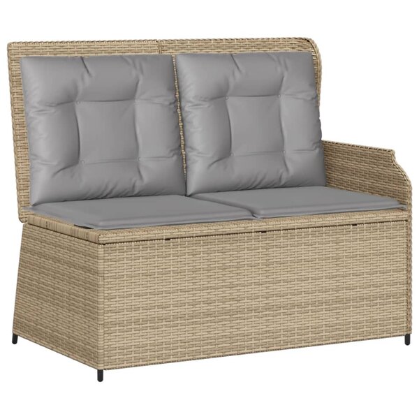 vidaXL Banc inclinable de jardin avec coussins beige résine tressée