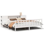 vidaXL Lit bibliothèque sans matelas blanc 200x200 cm bois pin massif