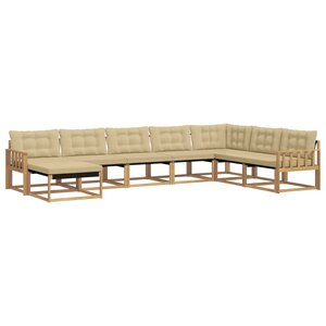 vidaXL Ensemble de canapés d'extérieur 8 Pièces Blanc et Beige