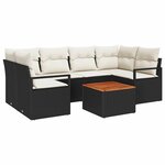 vidaXL Ensemble de canapé de jardin 7 Pièces Noir  blanc