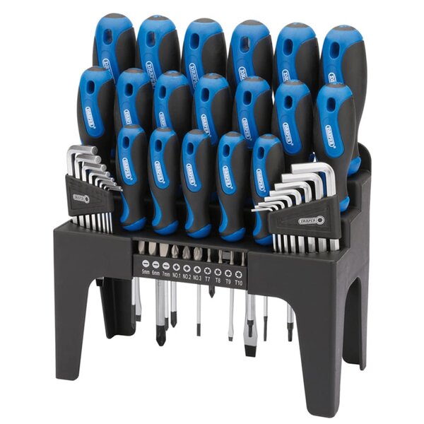Draper Tools Jeu de tournevis  clé hex et embouts 44 Pièces Bleu 81294