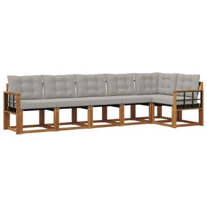 vidaXL Ensemble de canapés d'extérieur 6 Pièces Gris Naturel et Clair