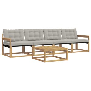 vidaXL Ensemble de canapés d'extérieur 5 Pièces Blanc et gris clair