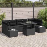 vidaXL Ensemble de canapé de jardin 8 Pièces Noir 100 x 55 x 73 cm