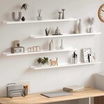 vidaXL Étagères murales 4 Pièces Blanc brillant 100x9x3 cm