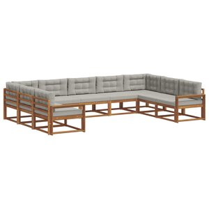 vidaXL Ensemble de canapés d'extérieur 9 pc Gris Naturel et Clair