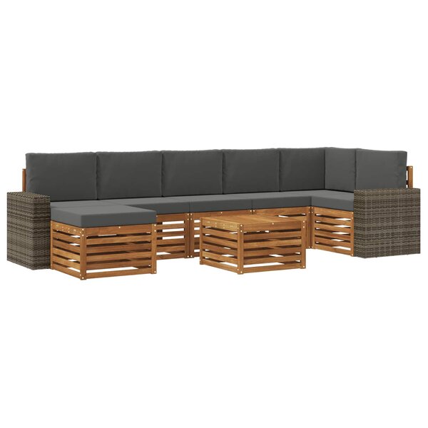 vidaXL Ensemble de canapés d'extérieur 8 Pièces Naturel et Anthracite