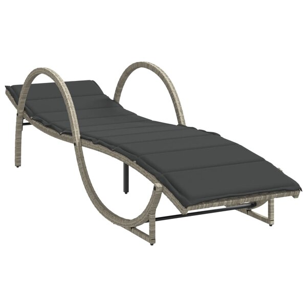 vidaXL Chaise longue et coussin gris clair 60x199x42 cm résine tressée